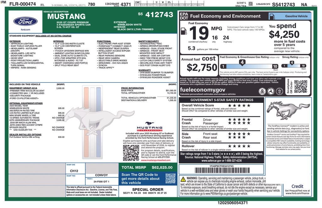 2025 Ford Mustang GT Premium 401A