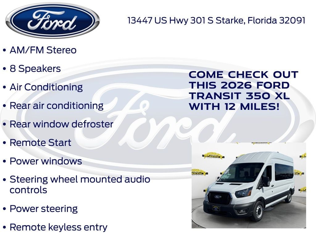 2026 Ford Transit-350 XL High Roof 15 Passenger 301A