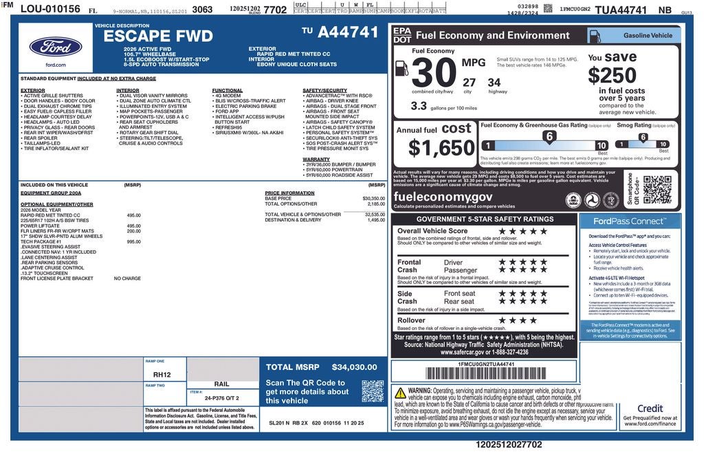 2026 Ford Escape Active 200A
