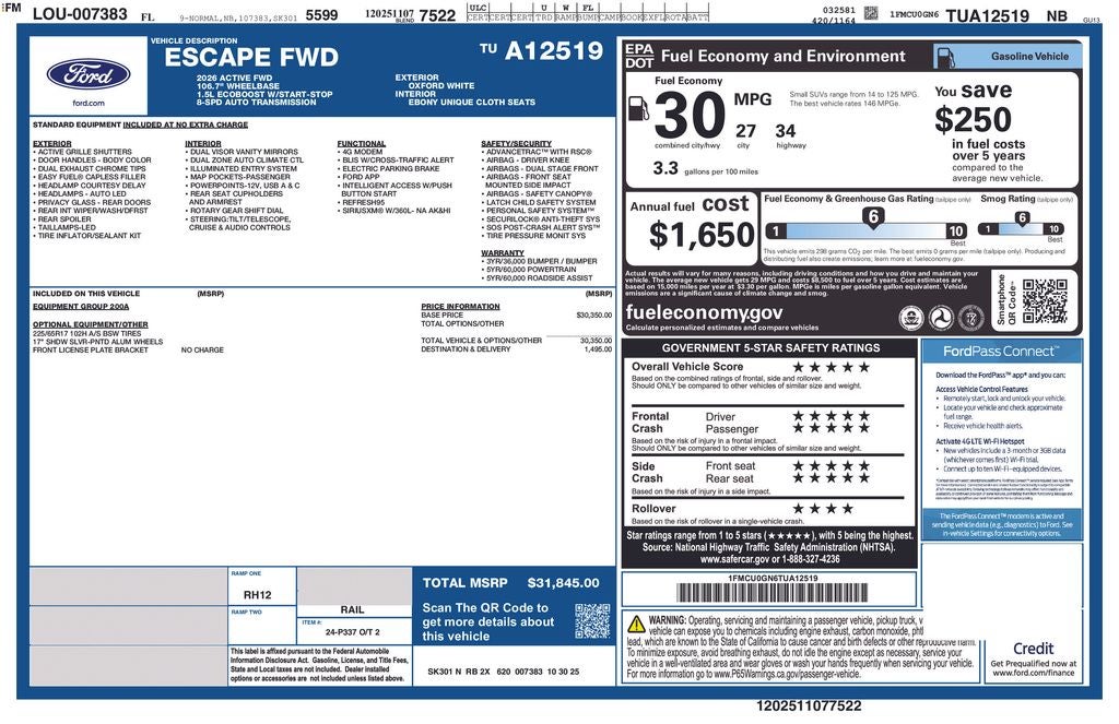2026 Ford Escape Active 200A