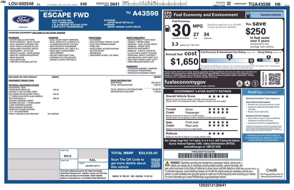 2026 Ford Escape Active 200A