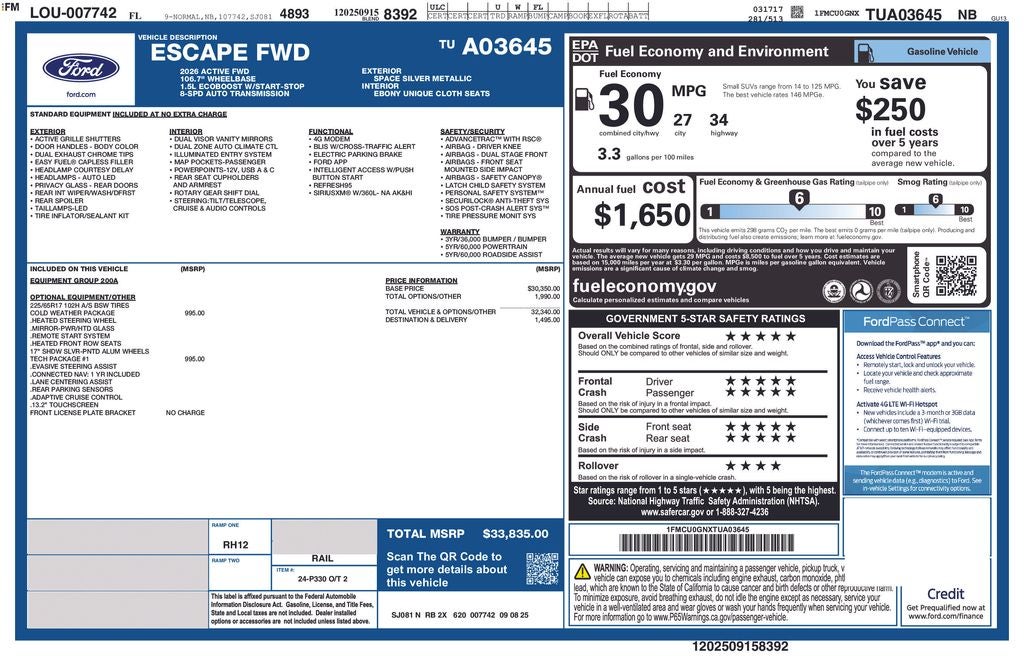 2026 Ford Escape Active 200A