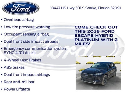2026 Ford Escape Hybrid Platinum 600A