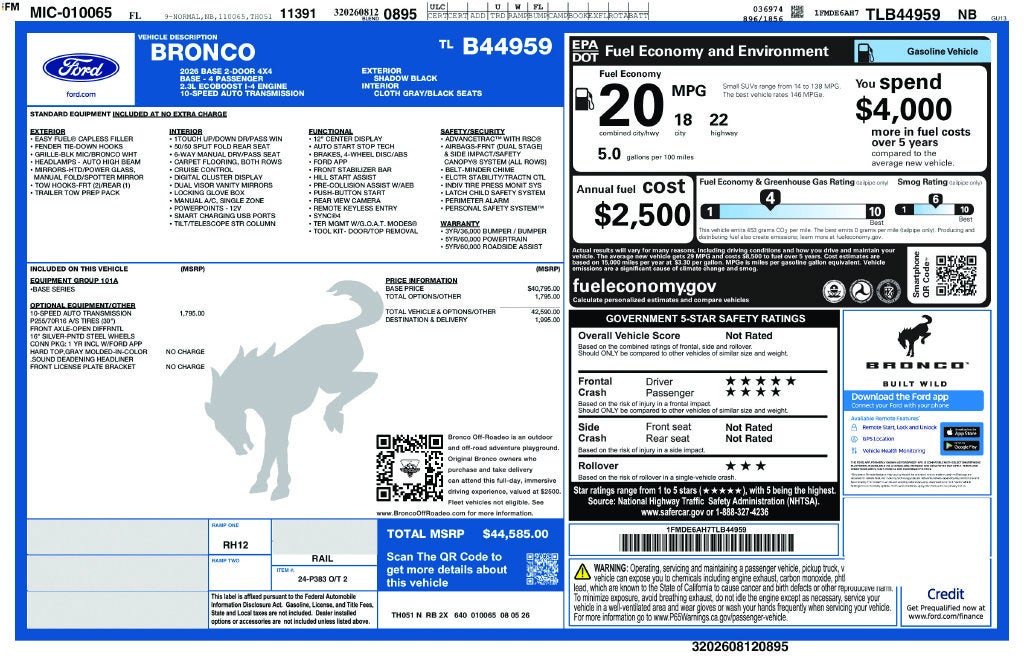 2026 Ford Bronco Base 101A