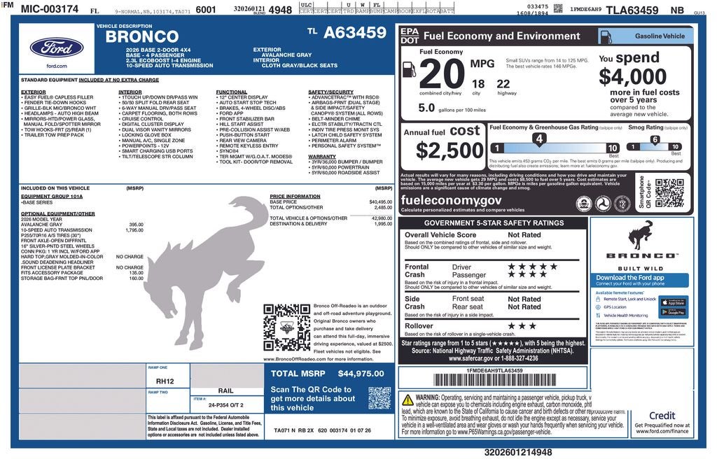 2026 Ford Bronco Base 101A