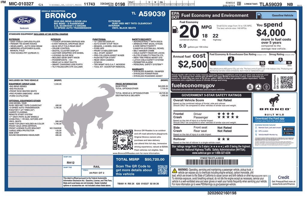 2026 Ford Bronco Big Bend 222A