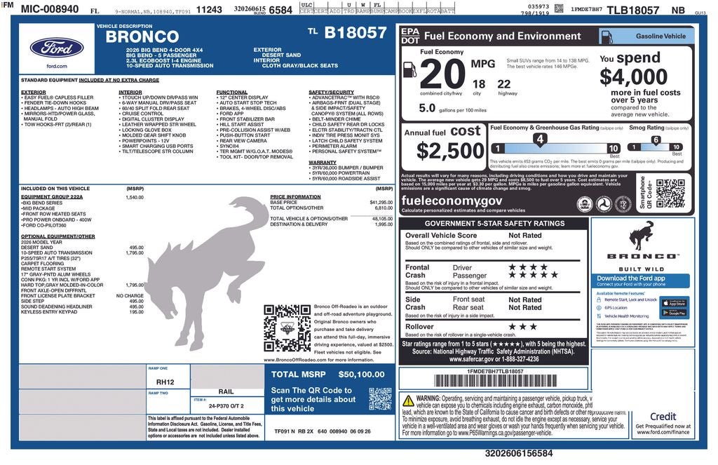 2026 Ford Bronco Big Bend 222A