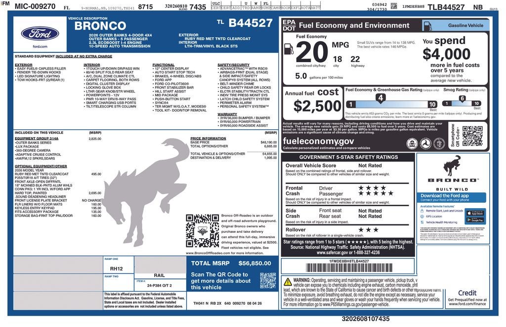 2026 Ford Bronco Outer Banks 314A