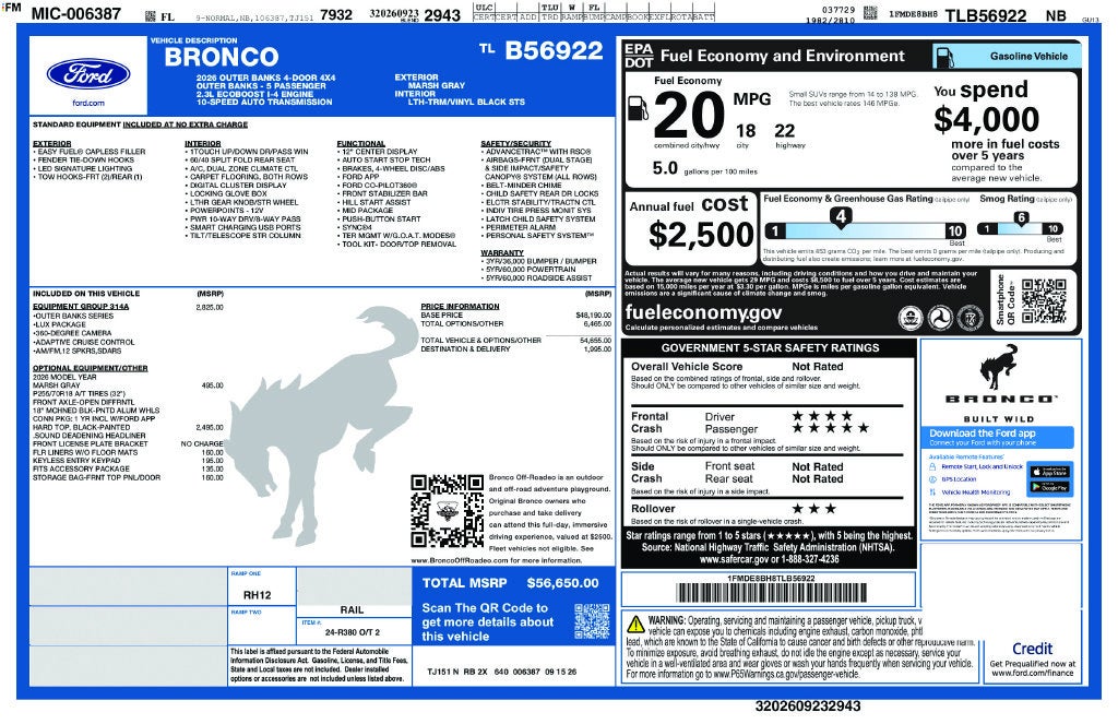2026 Ford Bronco Outer Banks 314A