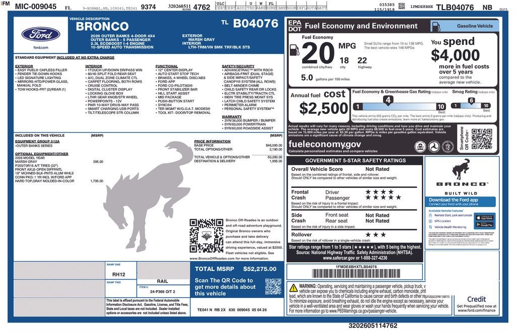 2026 Ford Bronco Outer Banks 312A