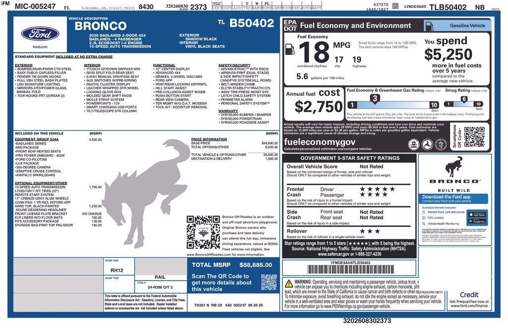 2026 Ford Bronco Badlands 334A