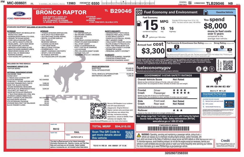 2026 Ford Bronco Raptor 374A