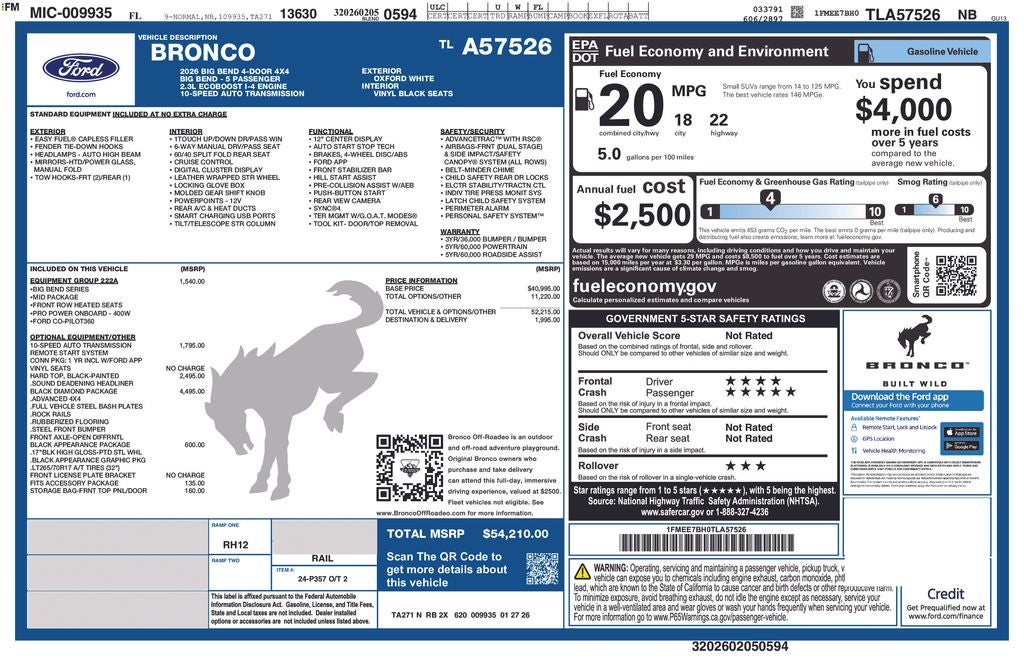 2026 Ford Bronco Big Bend 222A