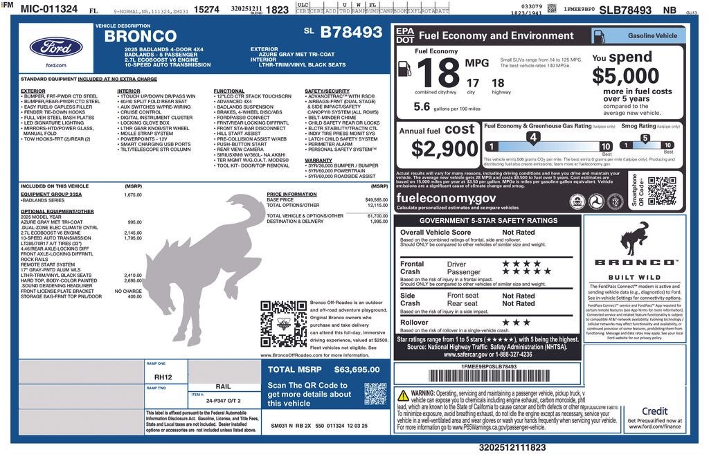 2025 Ford Bronco Badlands 332A