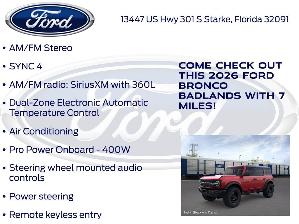 2026 Ford Bronco Badlands InTransit