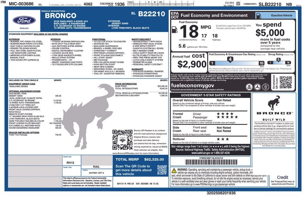 2025 Ford Bronco Badlands 332A