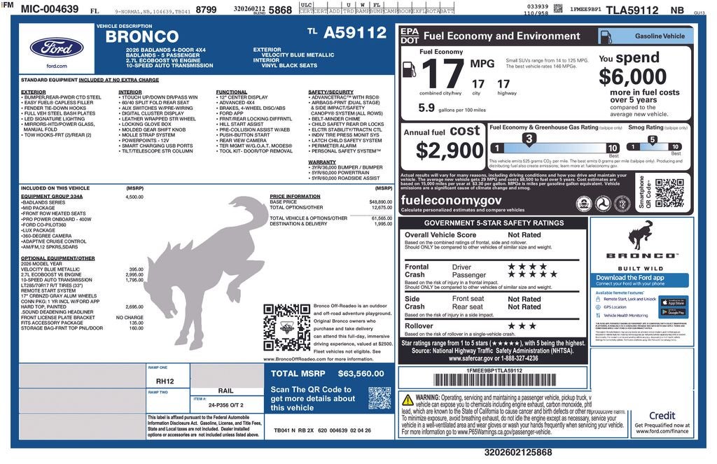 2026 Ford Bronco Badlands 334A