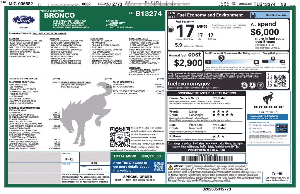 2026 Ford Bronco Badlands 334A