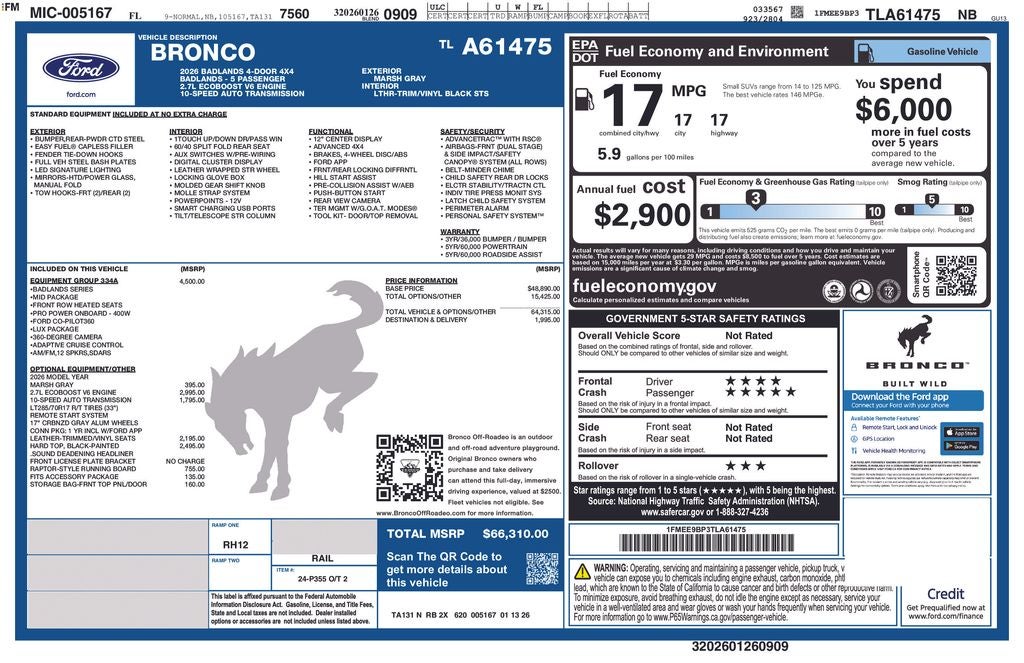 2026 Ford Bronco Badlands 334A