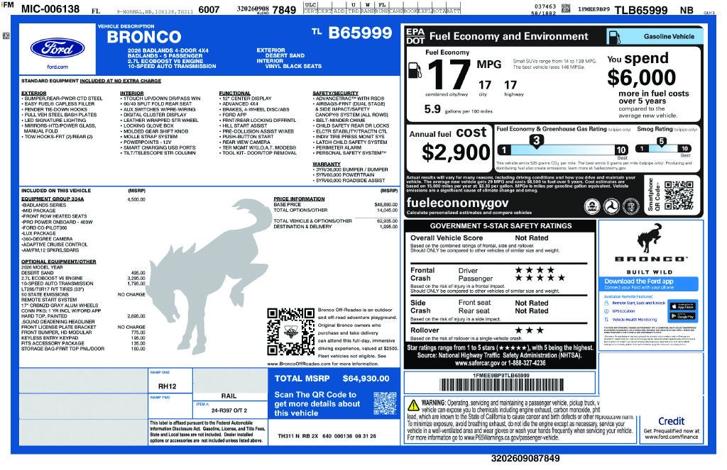 2026 Ford Bronco Badlands 334A
