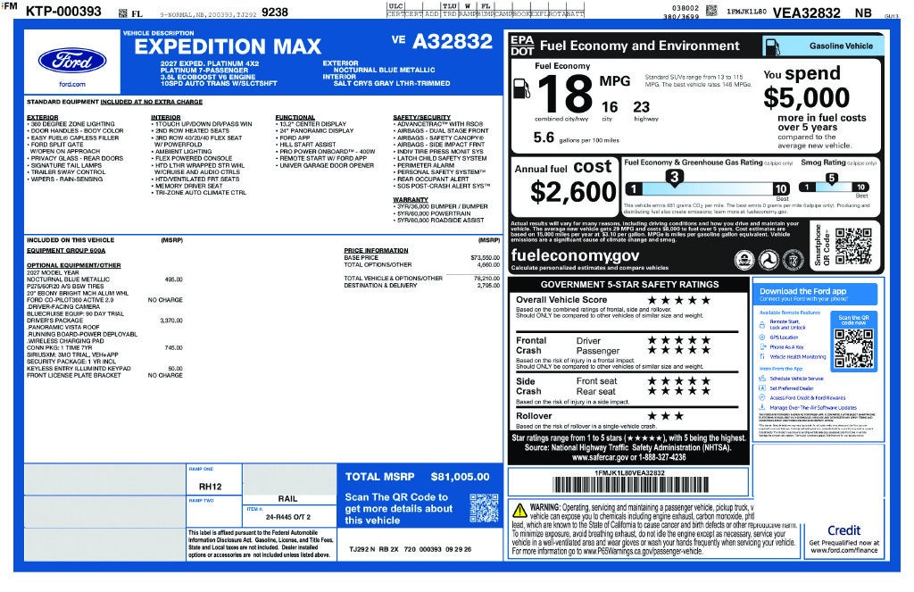 2027 Ford Expedition Max Platinum 600A