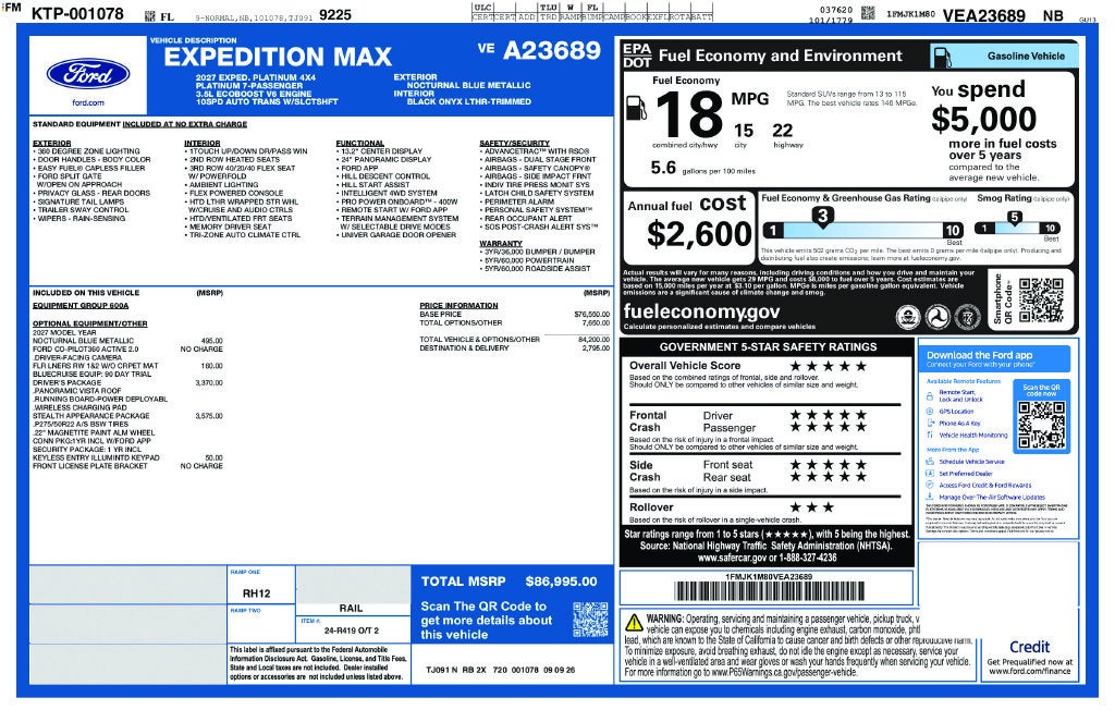 2027 Ford Expedition Max Platinum 600A