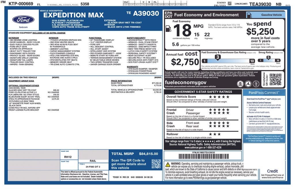 2026 Ford Expedition Max Platinum 600A