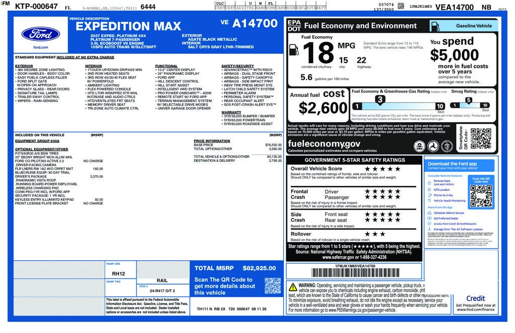 2027 Ford Expedition Max Platinum 600A