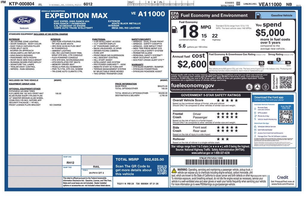 2027 Ford Expedition Max King Ranch 400A