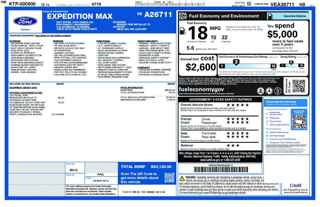 2027 Ford Expedition Max King Ranch 400A