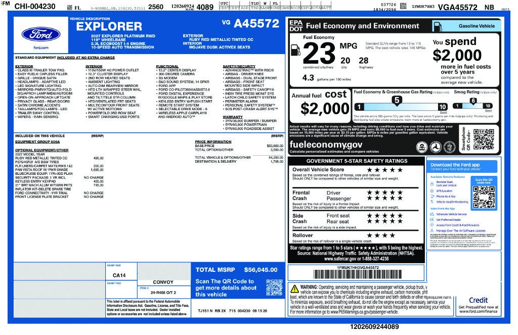 2027 Ford Explorer Platinum 300A