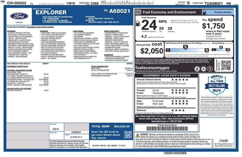 2026 Ford Explorer Platinum 600A