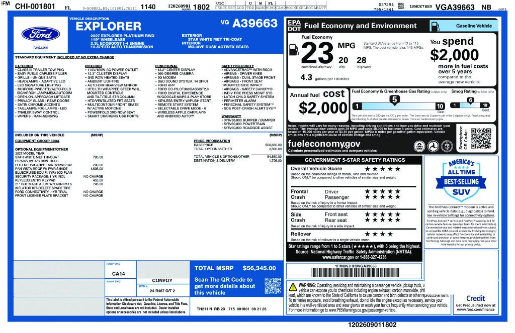 2027 Ford Explorer Platinum 600A