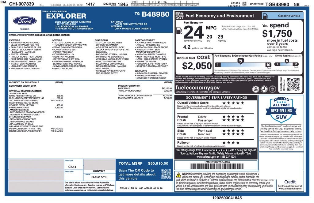 2026 Ford Explorer ST-Line 300A
