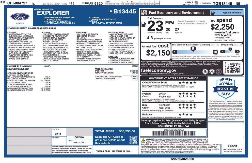 2026 Ford Explorer Platinum 600A