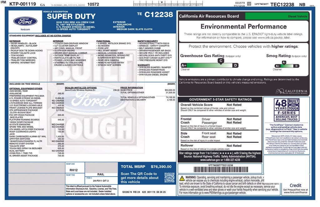 2026 Ford F-250SD XL STX DIESEL (LVL/37s)