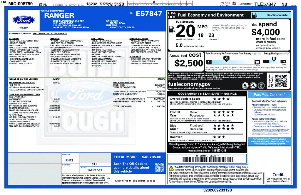 2026 Ford Ranger XLT 301A