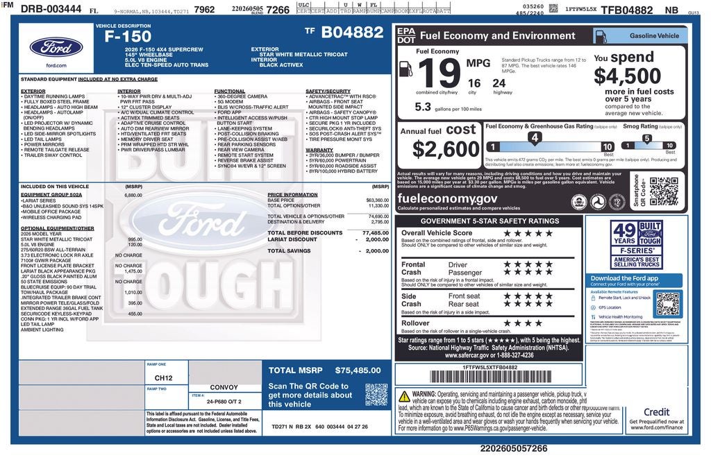 2026 Ford F-150 Lariat 502A
