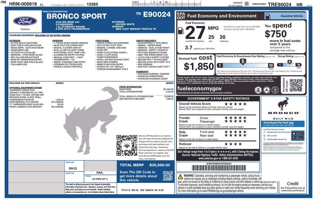 2026 Ford Bronco Sport Big Bend 200A