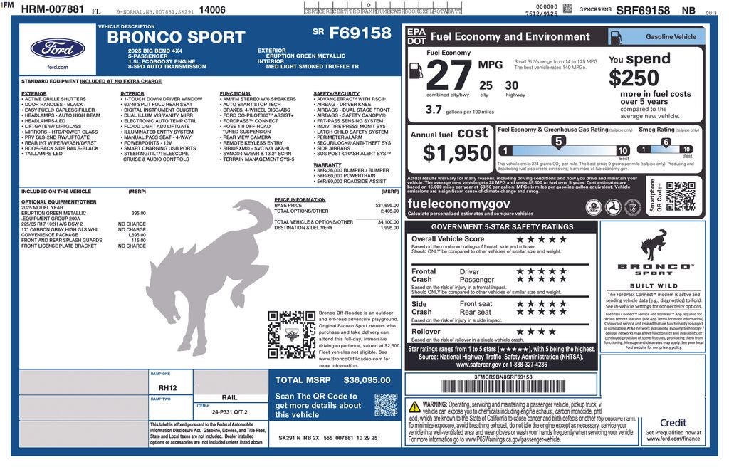 2025 Ford Bronco Sport Big Bend 200A