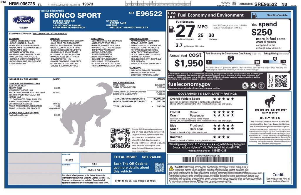 2025 Ford Bronco Sport Big Bend 200A