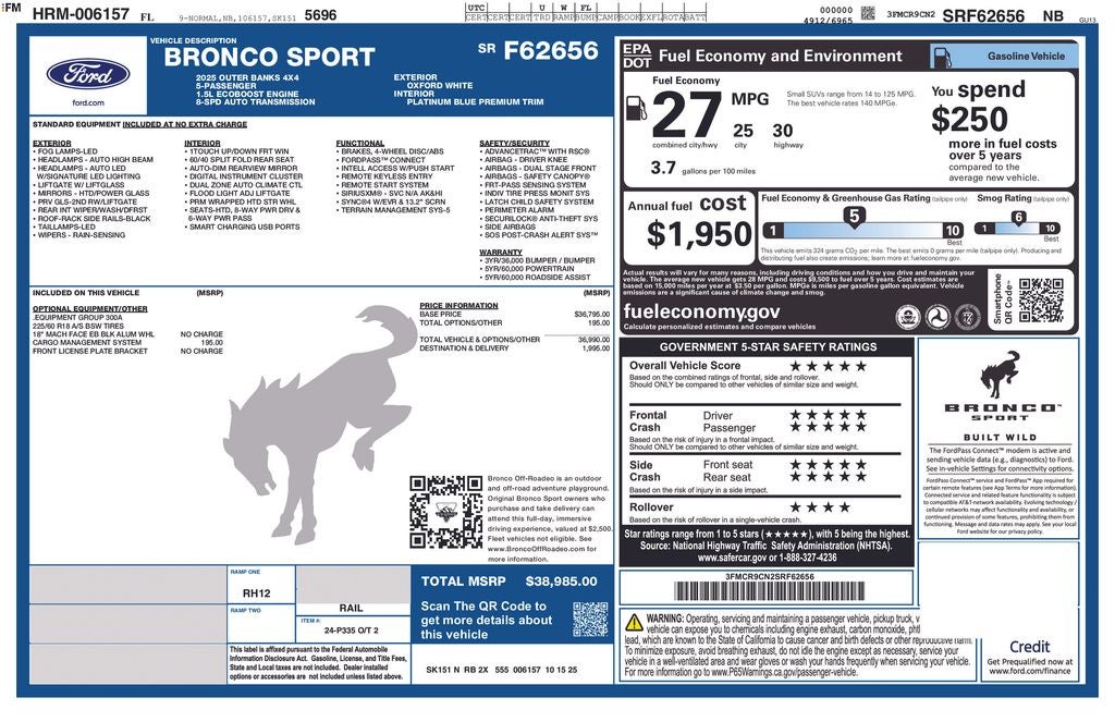 2025 Ford Bronco Sport Outer Banks 300A