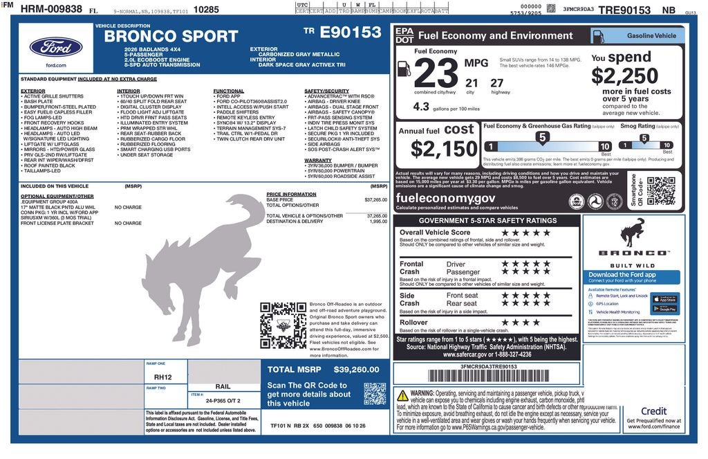 2026 Ford Bronco Sport Badlands 400A