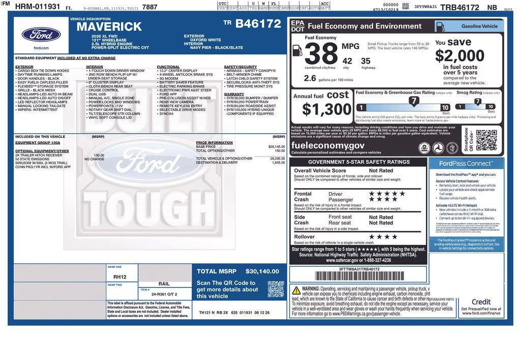 2026 Ford Maverick XL 100A