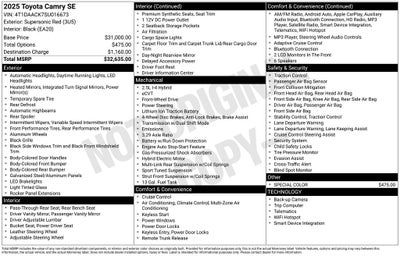 2025 Toyota Camry SE -CERTIFIED-