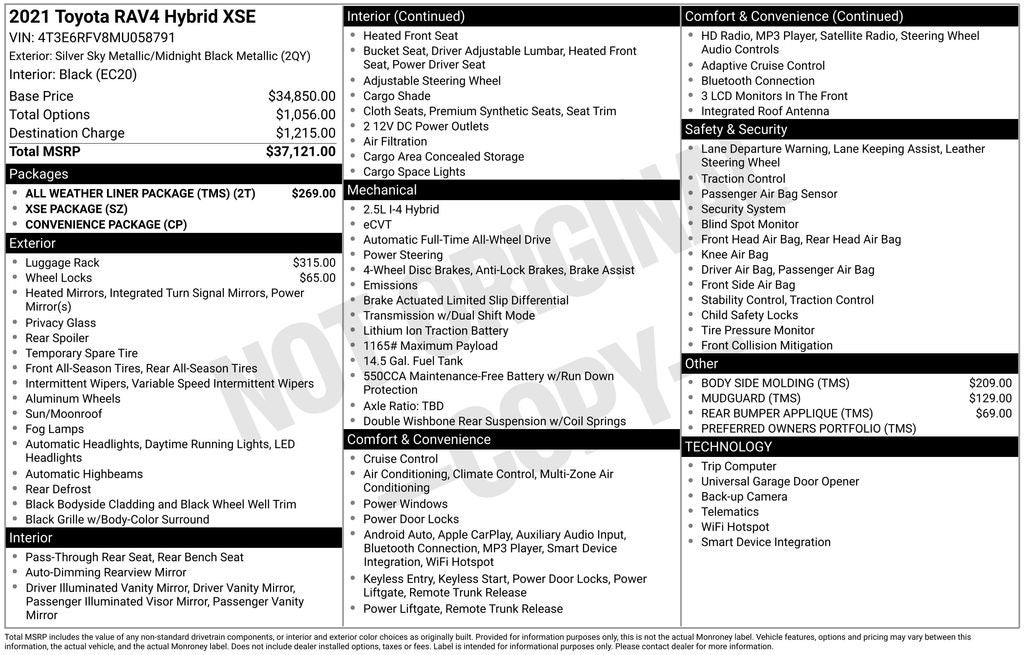 2021 Toyota RAV4 Hybrid XSE