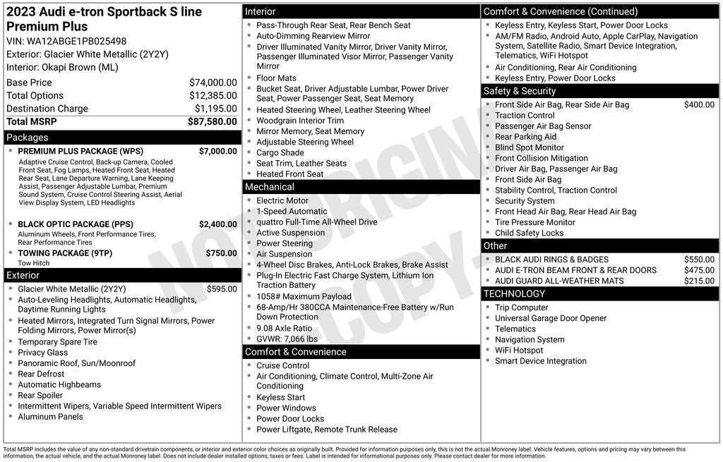 2023 Audi e-tron Sportback S line Premium Plus quattro